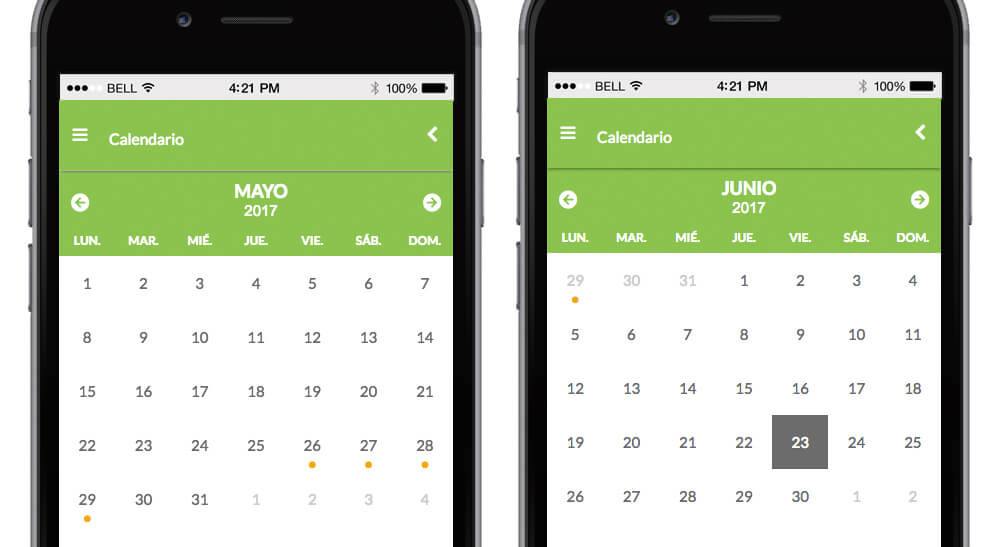 Calendario de sesiones